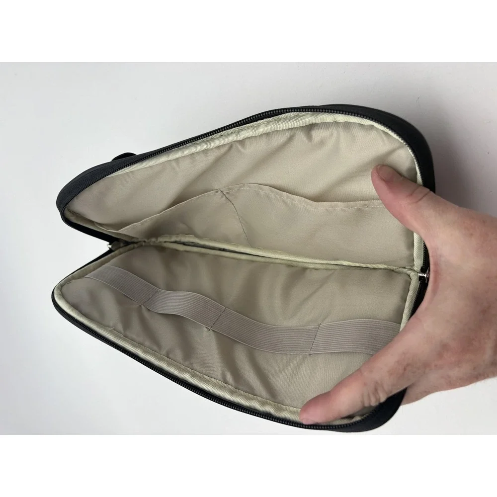 Travel Wallet‎ Organizer Case Black Faux Leather Car Visor Passport Zip Pouch